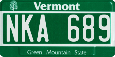 VT license plate NKA689