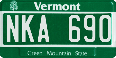 VT license plate NKA690