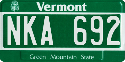 VT license plate NKA692