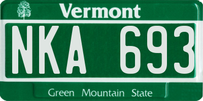 VT license plate NKA693