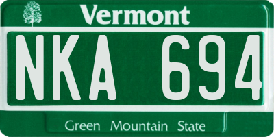 VT license plate NKA694