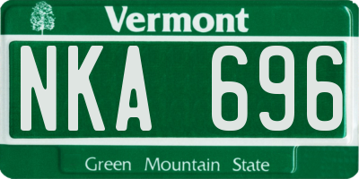 VT license plate NKA696