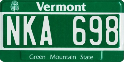 VT license plate NKA698