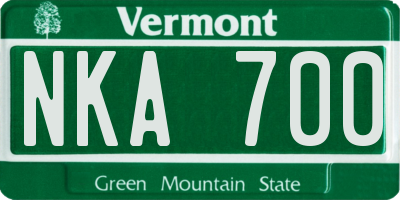 VT license plate NKA700