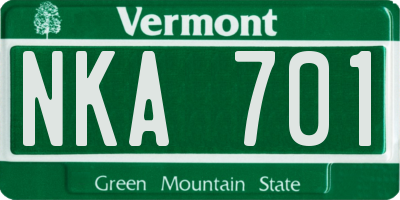 VT license plate NKA701