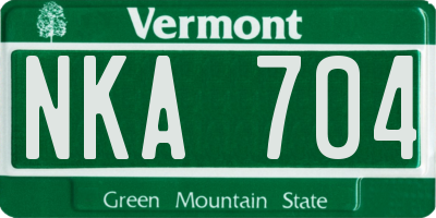 VT license plate NKA704