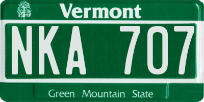 VT license plate NKA707