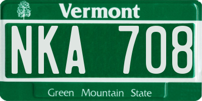 VT license plate NKA708