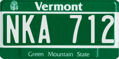 VT license plate NKA712