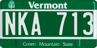 VT license plate NKA713