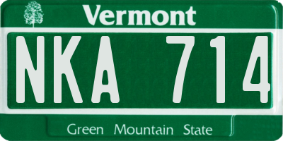 VT license plate NKA714