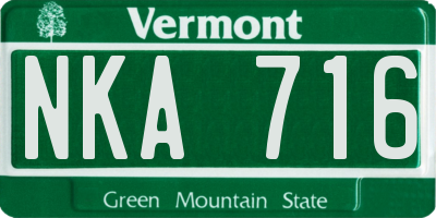 VT license plate NKA716