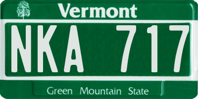 VT license plate NKA717