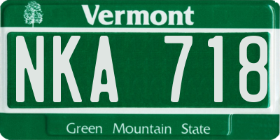 VT license plate NKA718