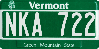 VT license plate NKA722