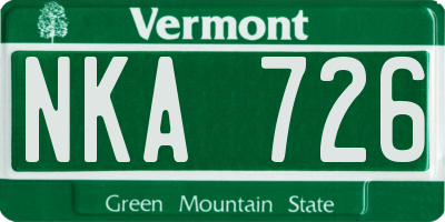 VT license plate NKA726