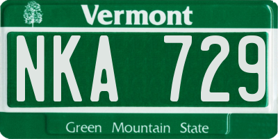 VT license plate NKA729