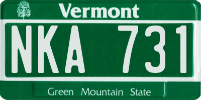 VT license plate NKA731