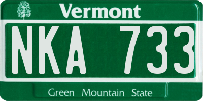 VT license plate NKA733