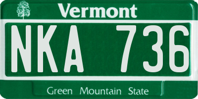 VT license plate NKA736