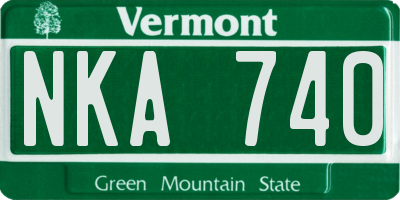 VT license plate NKA740