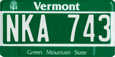 VT license plate NKA743