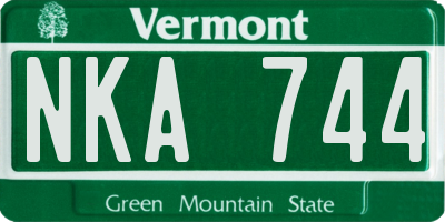 VT license plate NKA744