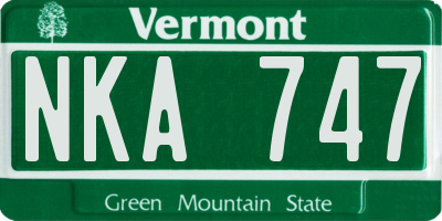 VT license plate NKA747