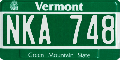 VT license plate NKA748