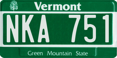 VT license plate NKA751