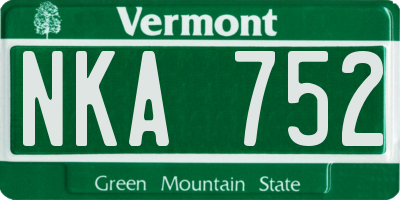 VT license plate NKA752
