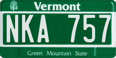 VT license plate NKA757