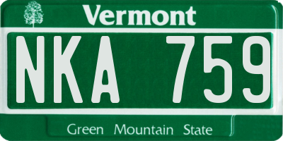 VT license plate NKA759