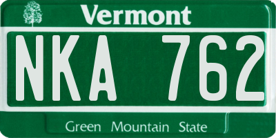 VT license plate NKA762