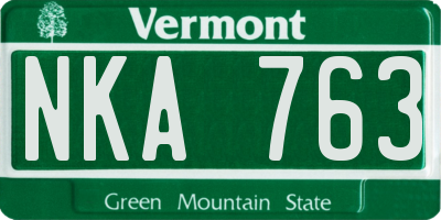 VT license plate NKA763