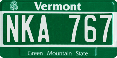 VT license plate NKA767
