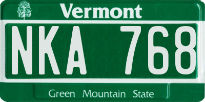 VT license plate NKA768