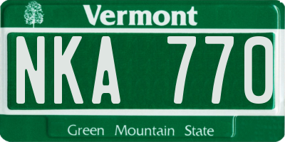 VT license plate NKA770