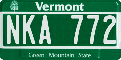 VT license plate NKA772