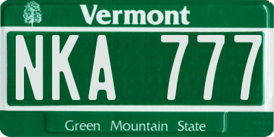 VT license plate NKA777