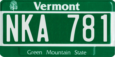VT license plate NKA781