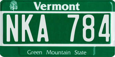VT license plate NKA784