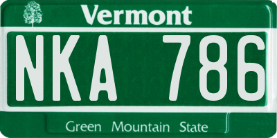 VT license plate NKA786