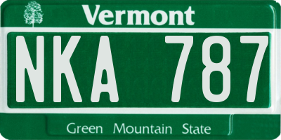 VT license plate NKA787