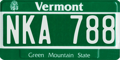 VT license plate NKA788