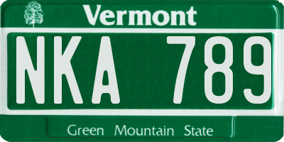 VT license plate NKA789
