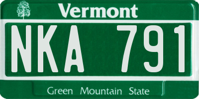 VT license plate NKA791