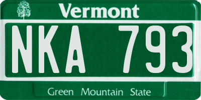 VT license plate NKA793