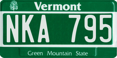 VT license plate NKA795