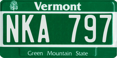 VT license plate NKA797
